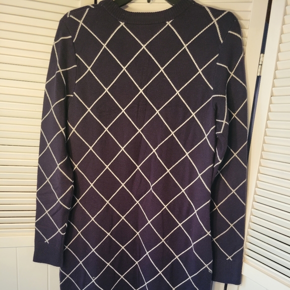 ELIZA J SZS NAVY BLUE AND WHITE SWEATER DRESS - Picture 6 of 9